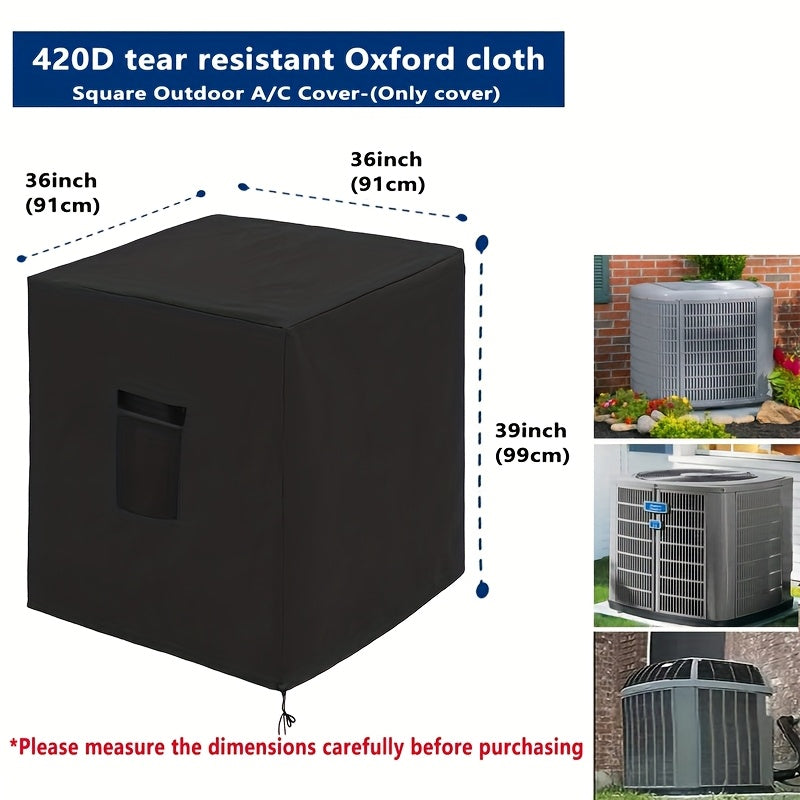 TEMU 1pc 420d Air Conditioner Cover For Outside Unit, High Quality Windproof With Storage Bag, Air Conditioner Protector Cover For Winter Exterior