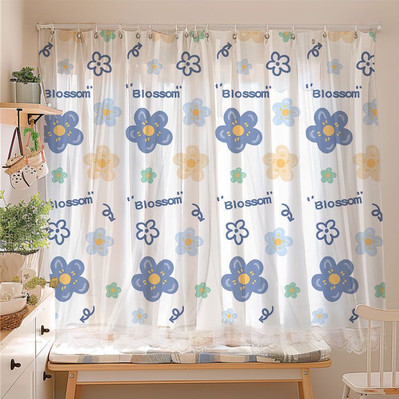 YL-36772 Punch-free installation simple curtain blackout cloth sunshade with rod small short window door curtain rental house partition curtain