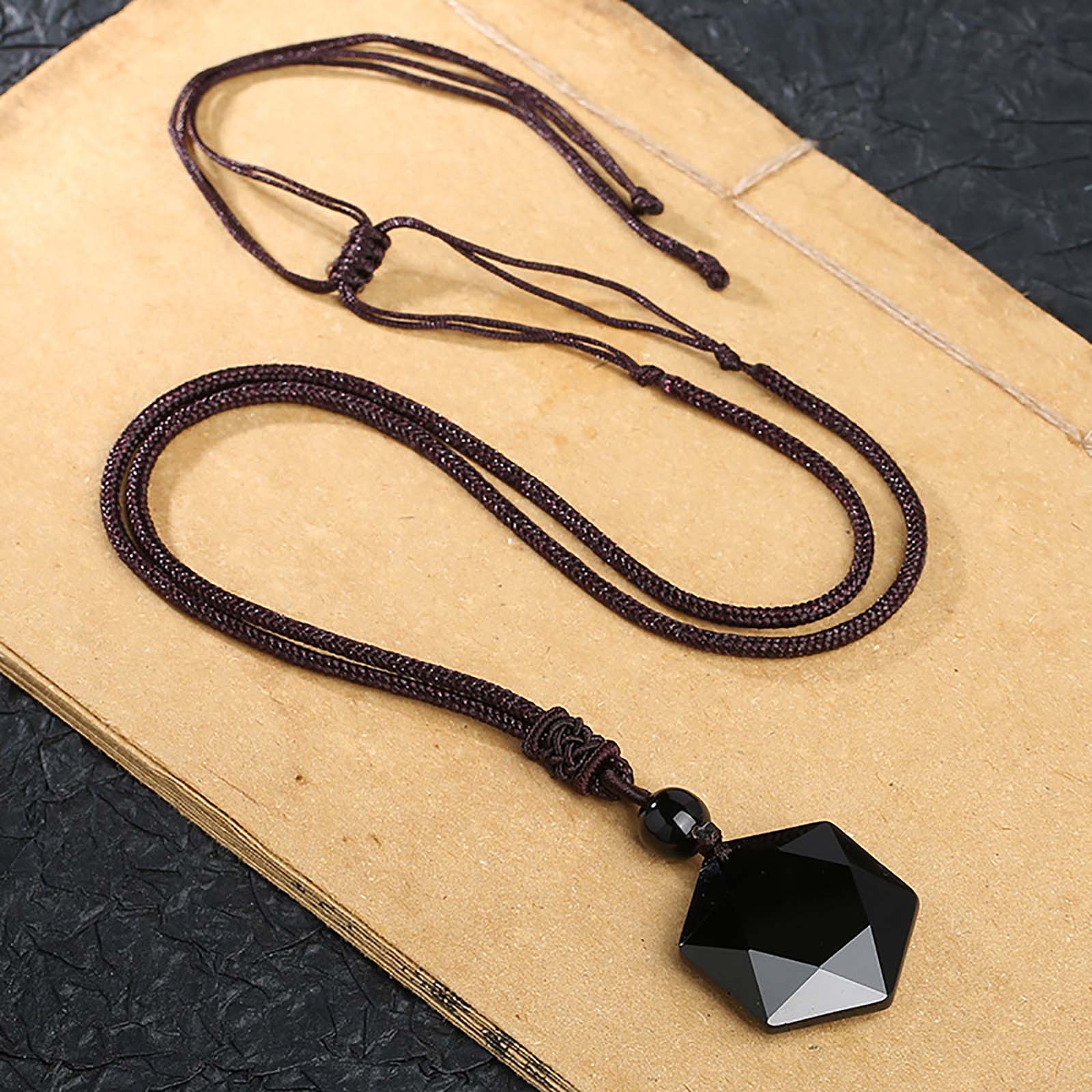 TEMU Men And Women Couple Necklace Pendant, Obsidian 6