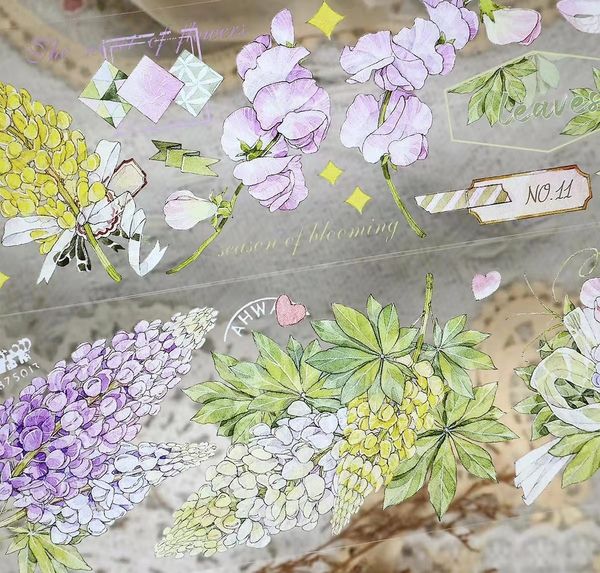 Notepads The Aroma of Summer Floral Washi PET Tape for Card Making Decoration DIY Scrapbooking Plan Stickers 230701