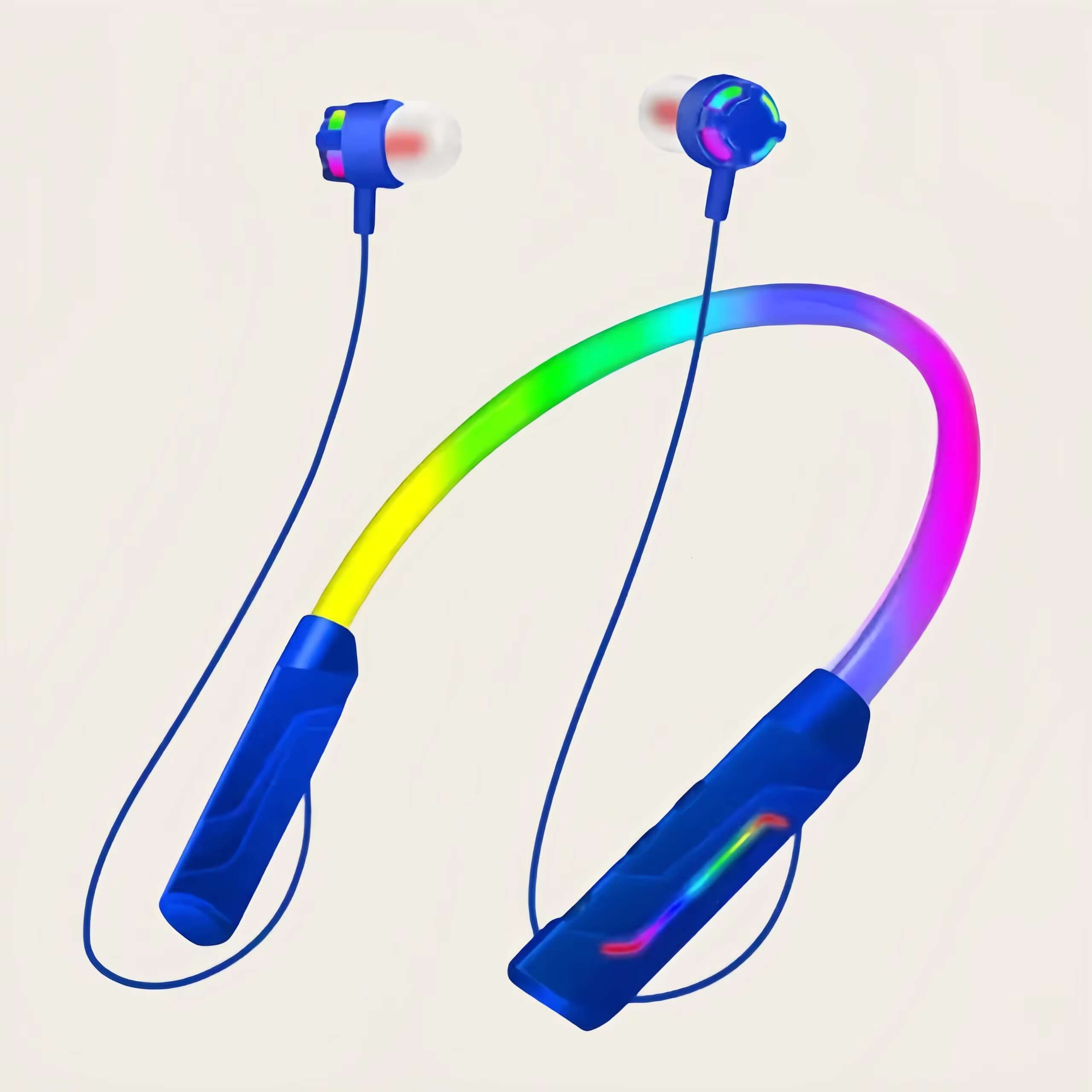 Colorful Luminous Hanging Neck Band Sport Music Gaming Wireless Earphone Light E-Commerce Neckband Headset Rgb Flash Headphone