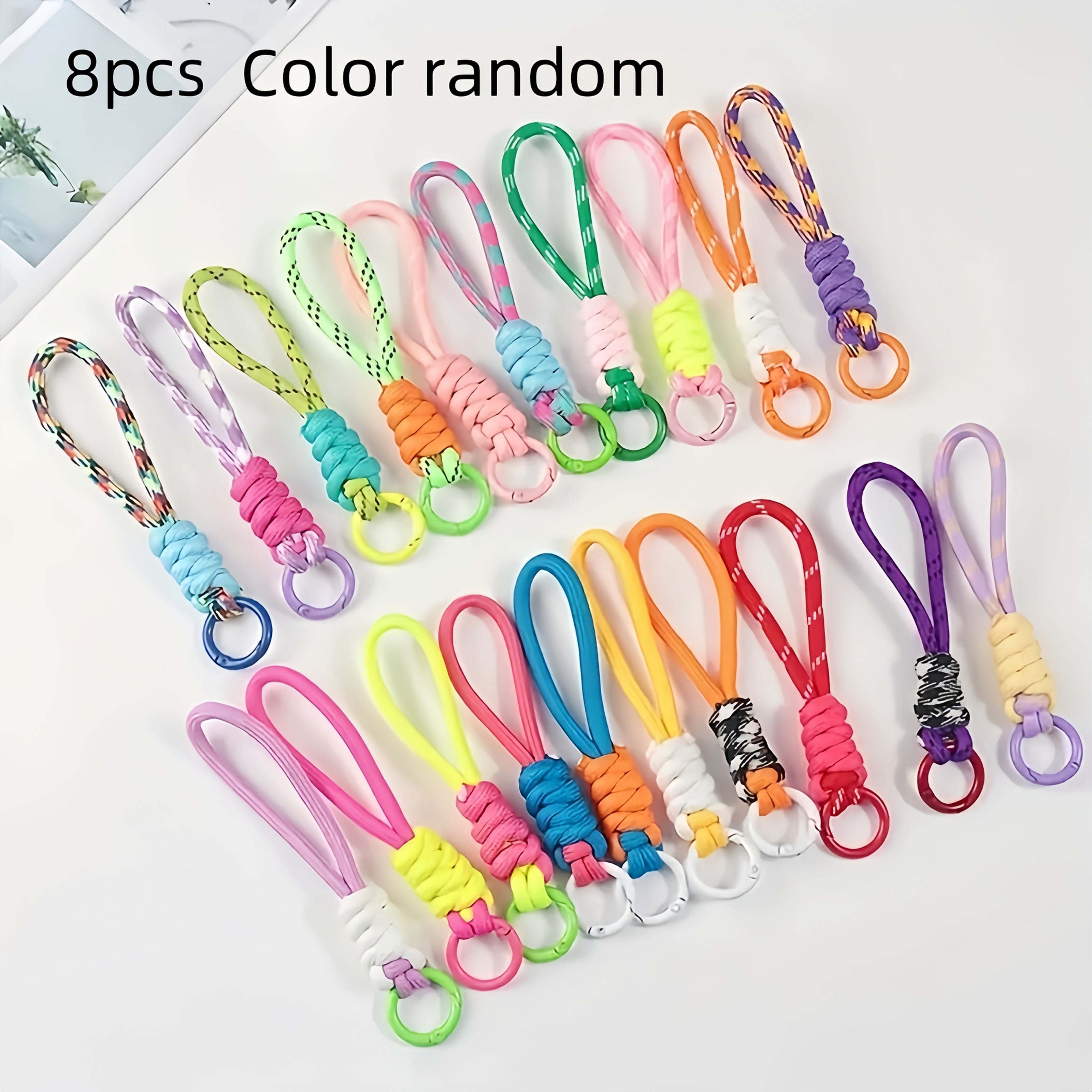 TEMU 8pcs Vibrant Braided Nylon Sling With Removable Anti-lost Cable - Lightweight, Durable Polyester Material - Ideal For Water Bottles, , Headphone