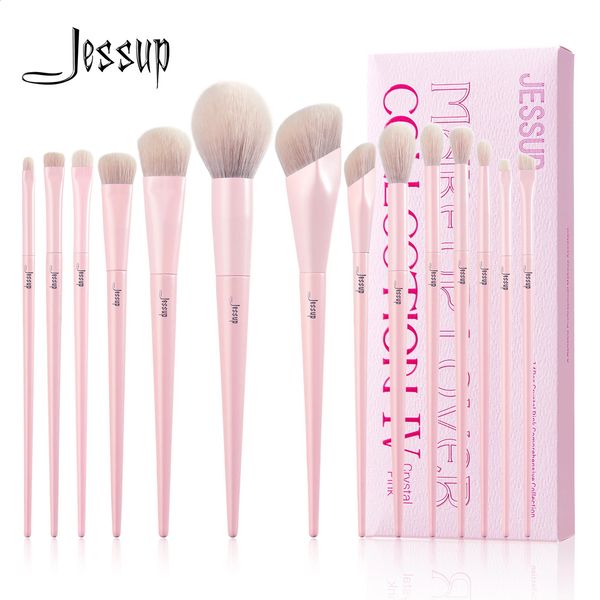 Jessup pink makeup brush set 14 pieces of advanced pure foundation make-up powder blusher eye shadow lining powder mixing brush T495 241210