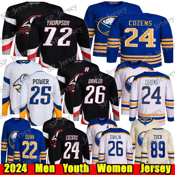 #72 Tage Thompson Reverse Retro hockey jersey #26 Rasmus Dahlin Dylan Cozens Devon Levi Owen Power Alex Tuch Zucker Jack Quinn Ukko-Pekka Lu
