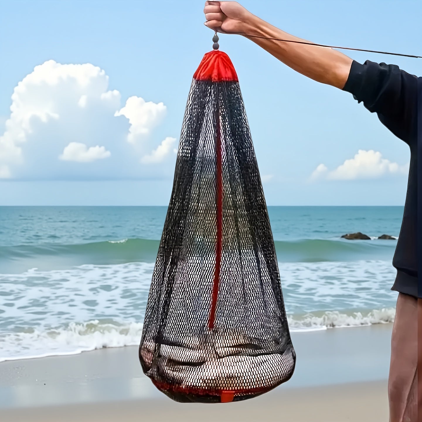 TEMU Lightweight Portable Nylon Bag - Durability With Storage For Fish Collection And Snorkeling Equipment, Black And , Easy-to-carry Handle, Mesh