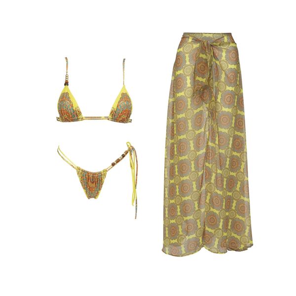 2024 highquality elegant onepiece swimsuit and tight printed deep Vlace womens bikini set party 250208