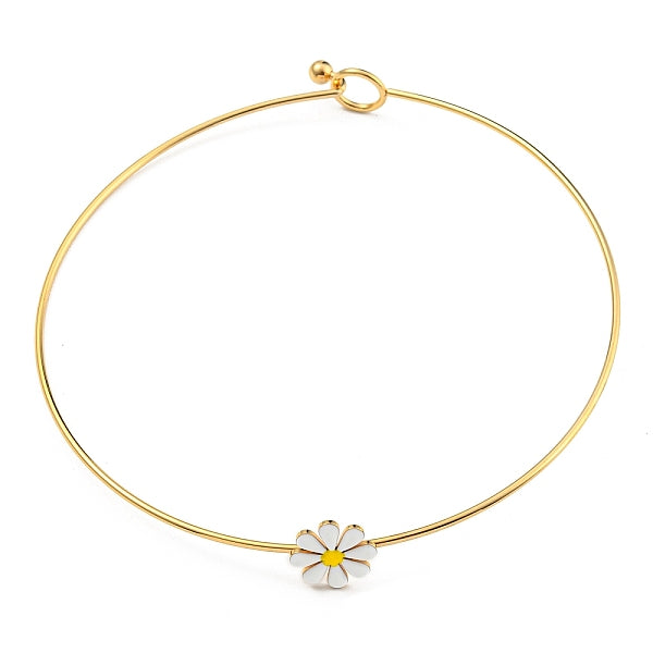 304 Edelstahl weiße Emaille kleine Gänseblümchen Blume Choker Halsketten für Frauen