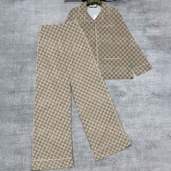 Letters Women Sleepwear Night Shirt Trousers Designer Long Sleeve Pamas Tops Pants Set Spring Autumn Simulated Silk Cozy Homewear Pink Pyjam