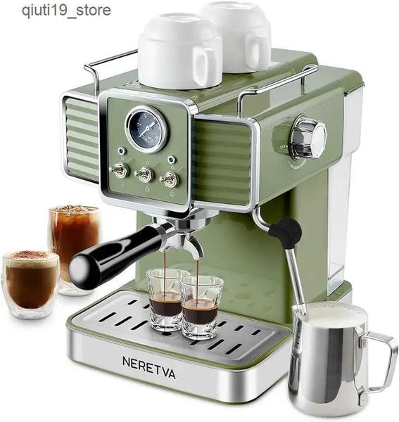 Coffee Tea Sets Neretva-Professional Coffee Maker 15 Bar Espresso Machine Milk Frother Steam Wand Green Home Barista 1350W J241205