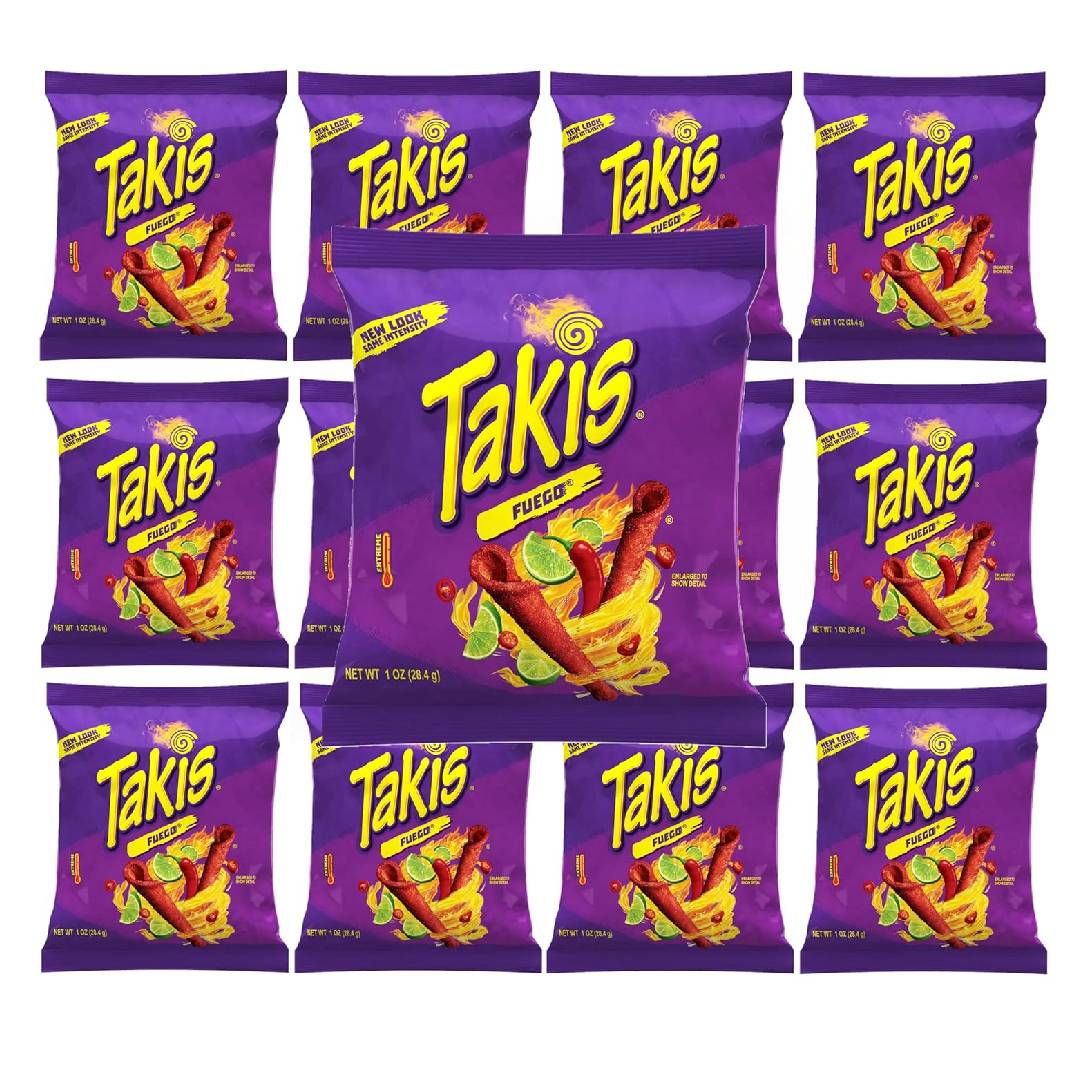 TEMU Takis Rolled Tortilla Chips, 1oz Pouches (12 Pack)