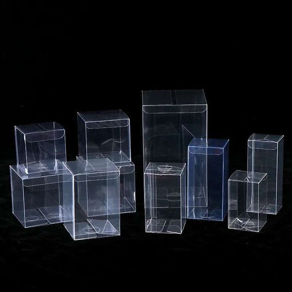 50Pcs Square Clear Pvc Chocolate Toys-Jewelry-Candy Wedding Boxes Transparent Birthday Gift Packing Box Wholesale