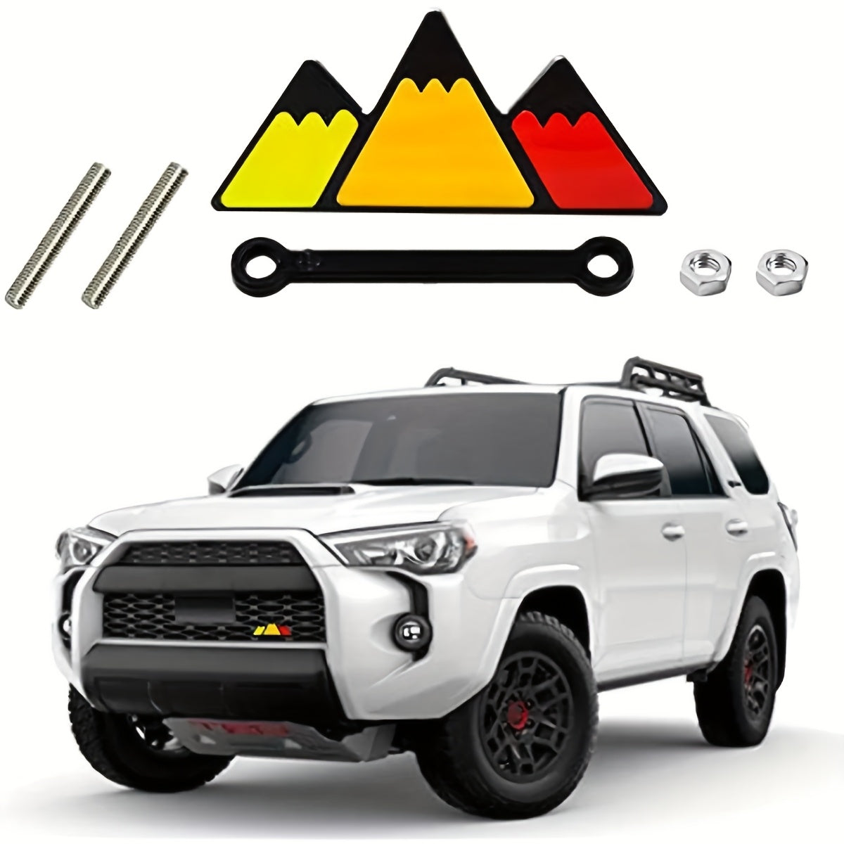 TEMU Grille Emblem For Car, 3 Color Sticker Decoration, Badge Decal For Auto Bumper, Automotive Exterior Accessories, Universal Fit For