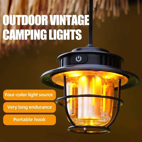 Retro Portab cam light waterproof poop light step dimming pendant light tent light for outdoor hiking M241121