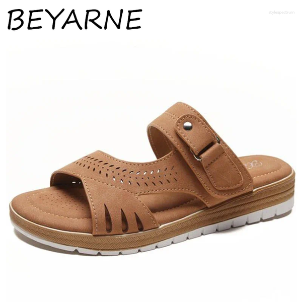 Slippers BEYARNE Women Bohemia Flat Sandals Summer Fashion Leisure Breathable Beach Shoes Non-slip Sandal