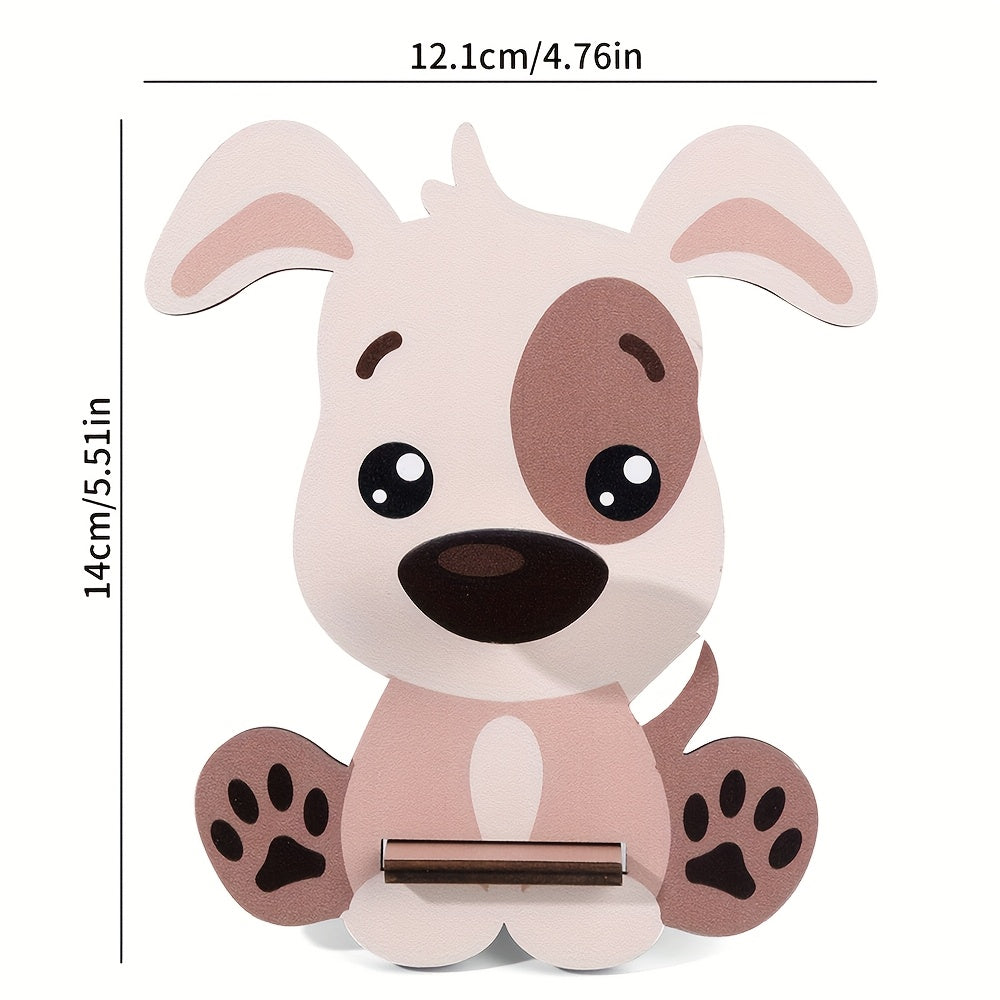 TEMU 1pc Cute Dog-shaped Eyeglass Holder - Wooden Glasses Stand With Black Frames, Adorable Cartoon Animal Design For Home Desktop Decor, Teens &