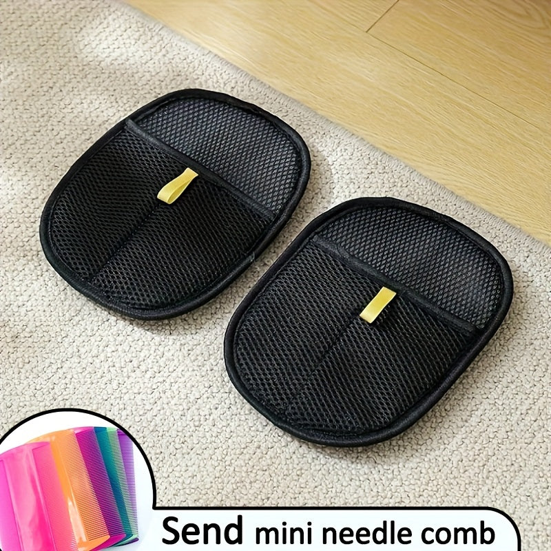 TEMU 2pcs Pet Hair Remover, Electrostatic Pet Hair Removal Gloves, Send Mini Needle Comb, Reusable Hair Remover For Couch, Furniture, Carpet, Car