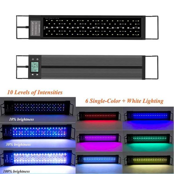 Full Spectrum Planted WRGB Aquarium LED Lighting 60-100cm 100V-240V Extendable BracketsPlant Grow Lighting Lamps for Fish tank Z250205