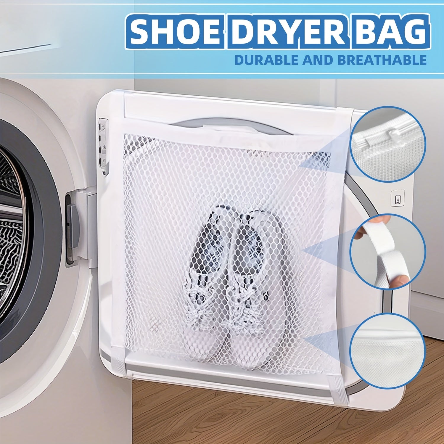 TEMU Portable Shoe Drying Bag-for Round Door Washing Machines-dryers Reusable Laundry Dryer Bag For Sneakers-clothes And Commercial Use, Laundry Bags