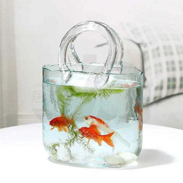 Ins Style Original Bag Handbag Hydroponic wer Basket Fish Farmin Nordic Home Decor Glass Vase Designer g Y240905