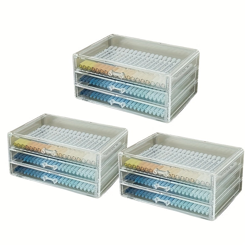 TEMU 3 Tier Large Capacity Desktop Organizer - Clear Desktop Drawer For Pens, Pencils And Marker Cases - Creative Student Pencil Holder - Stackable