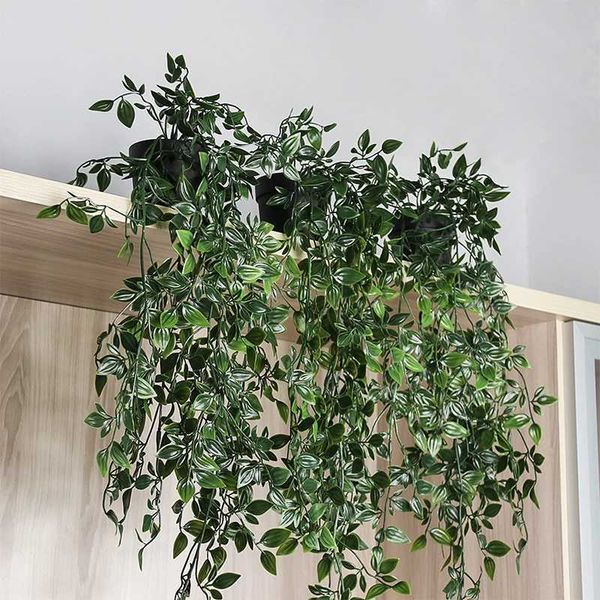 Artificial Plastic Hanging Plants Wall Vines Leaves Branch Outdoor Garden Home Decor Living Room Arrangement Fake Flower RattanXJ241212