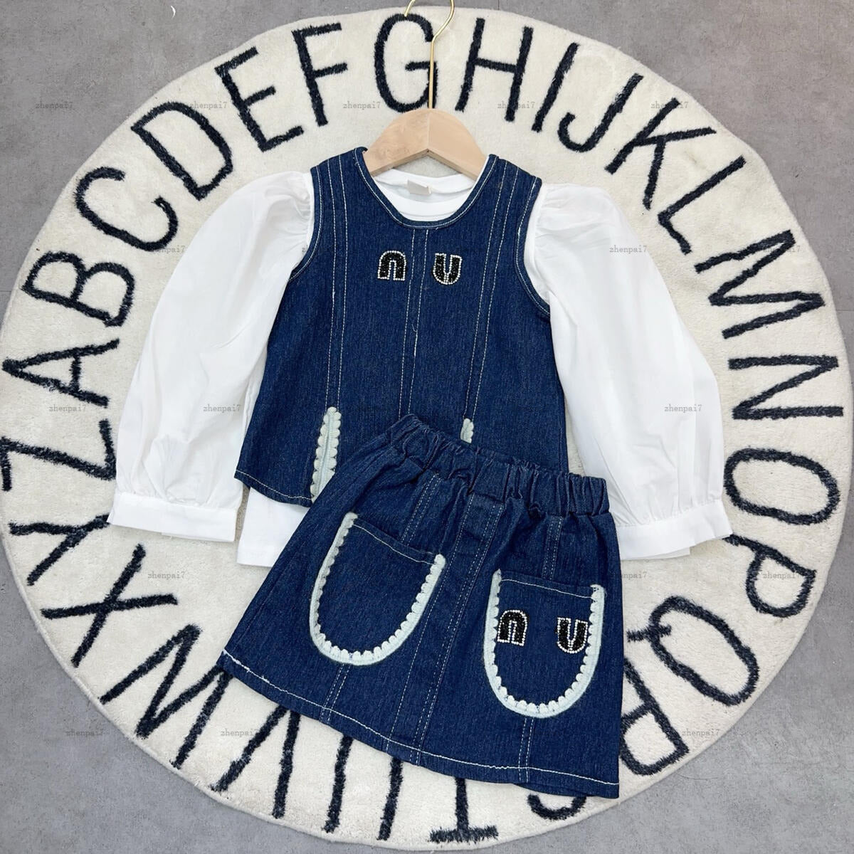 Top girls High quality princess dress set kids designer clothes Jeans vests and denim skirts A079X03N032