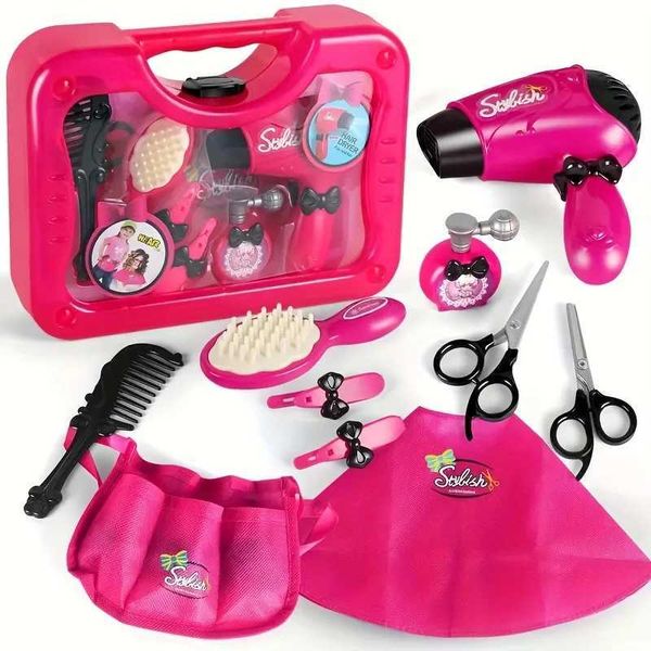 Girl beauty salon set pretending to be a stylist hair cutting kit hair cutting toy with hair dryer scissors hair cutting ap Z241128