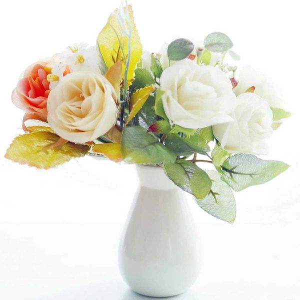 Ceramic Elegant Vase - Small Fresh Dried Flower Vase for Home Desktop Office Decoration Wedding Party Supplies Bedroom Decoration Y250114