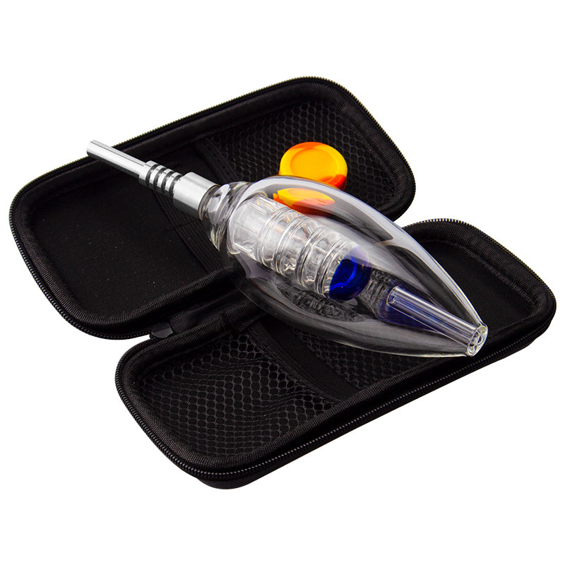 Healthy_Cigarette NC041 OD 63mm Birdcage Perc Nectar Collector Smoking Pipe Bag Set 510 Titanium Quartz Ceramic Nail Dabber Tool Zipper Case Glass B