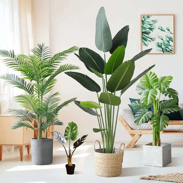 Palm 6095Cm Large Tree Trcal Artificial Plants Branches Plastic Fake Leaves Green Monstera For Home Garden Room Office Decor 240127