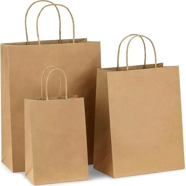 Paper With Handles Shopping Carry Craft Brown White DIY Bags Party Festive Supplies Gift Wraps Fy1044 0109 0123