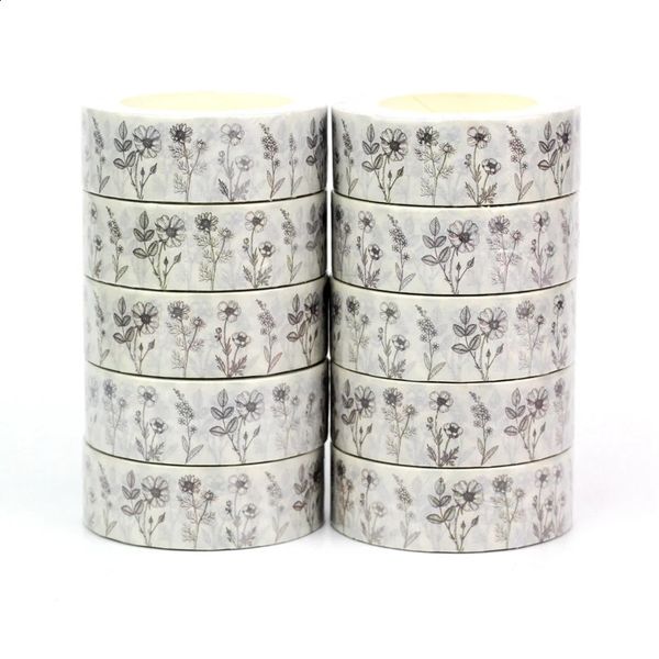 2016 Bulk 10PCLot Decor Realistic hand drawn flowers Washi Tapes for Scrapbooking Journaling Adhesive Masking Tape Cute Stationery 240830