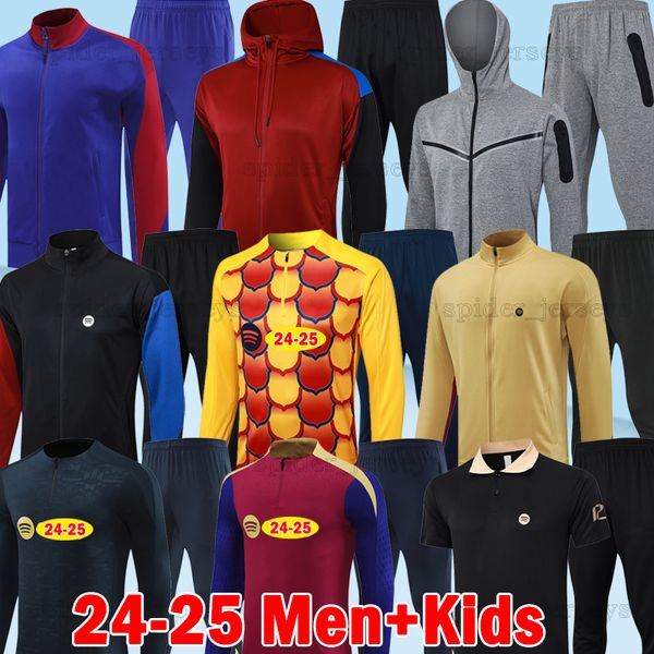24 25 Barce LEWANDOWSKI Soccer Sets GAVI Player Version Training Long sleeve Jacket Tracksuits Trench coat BarcelonAES POLO Men Uniforms Foo