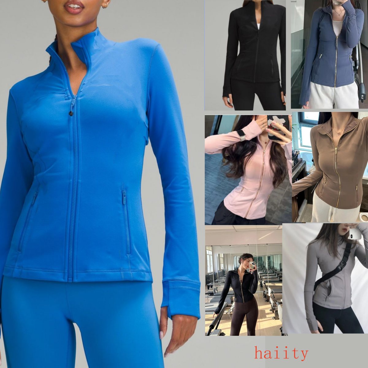 Women Yoga Golden Ziipper Jacket Long Sleeves Sports Jacket Workout Sports Gym Coat Fitness Jacket Sports Quick Dry Activewear Top Zip Up Sweatshirt