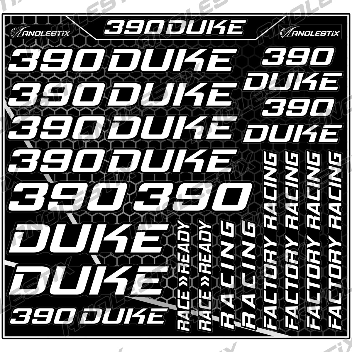 AnoleStix Vinyl Motocross Motorcycle Stickers Logo Set Emblem Tank Helmet Decals For KTM Duke 390