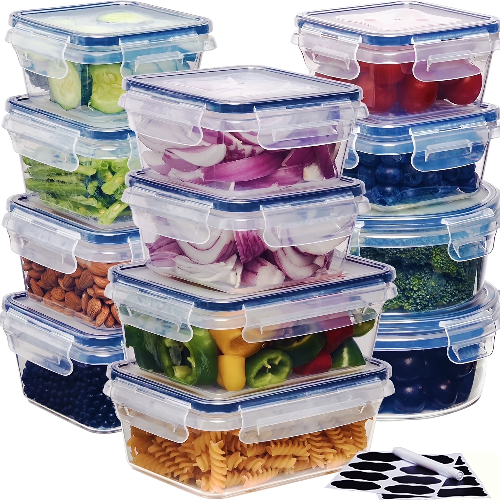 TEMU 48pcs Storage Container Set Of High Quality - Sealed Design, Bpa Free, Easy To Lid, Stackable Microwave Safe - Including 24 Containers, 24 Lids,