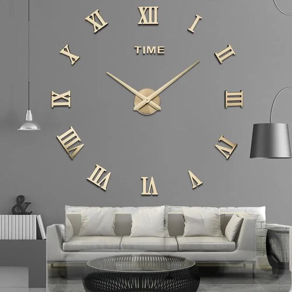 Special Offer 3D Large Acrylic Mirror Wall Clock Diy Quartz Watch Still Life Modern Home Decoration Living Room Stickers 240919