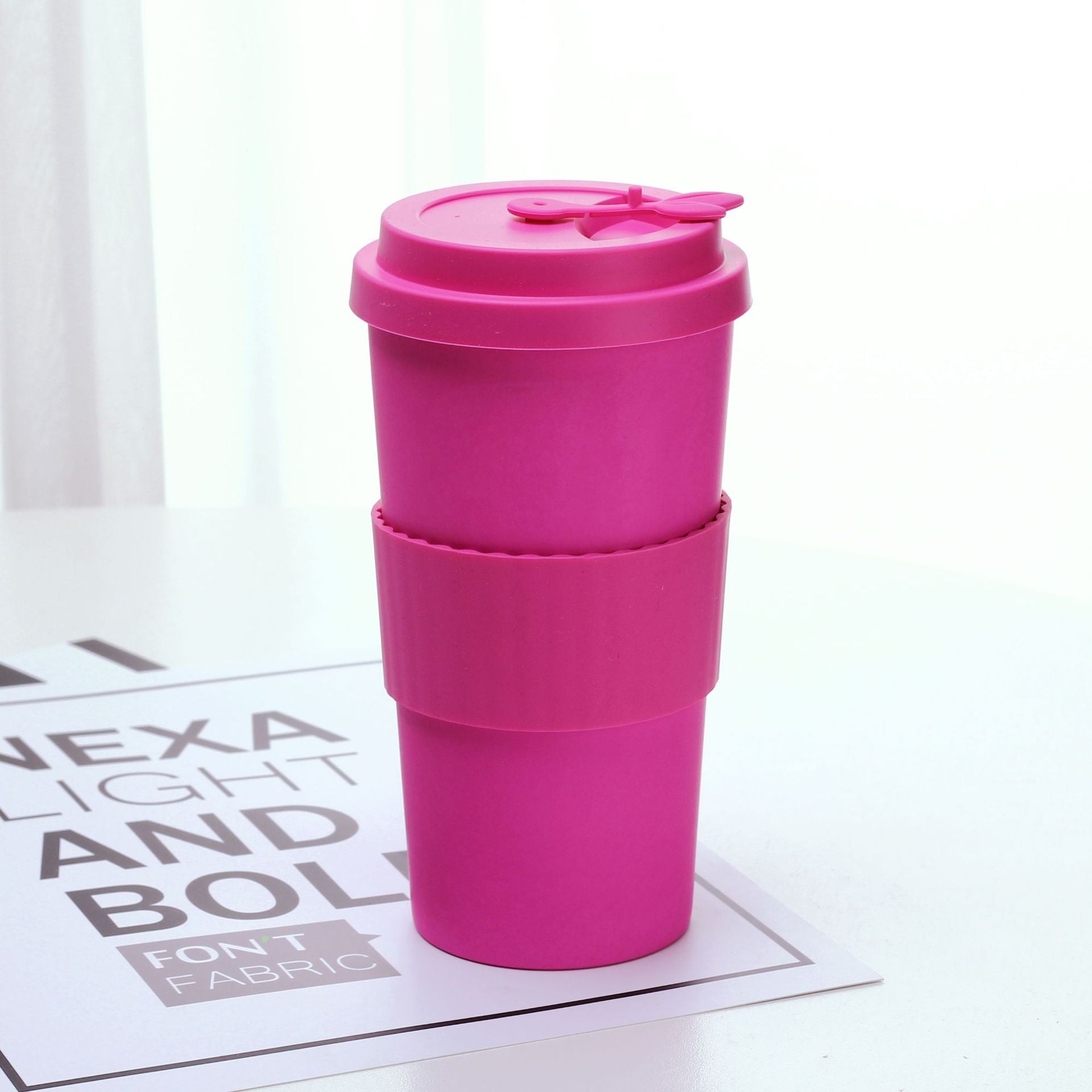 Travel Friendly Bamboo Fiber Tumbler with Lid Reusable Coffee and Juice Mug 500ml)