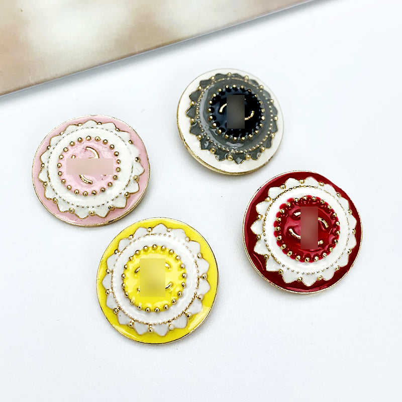 4 pieces-bag Coded 88-103 20mm candy-colored metal button coat dress with pink, red, yellow and gray buttons