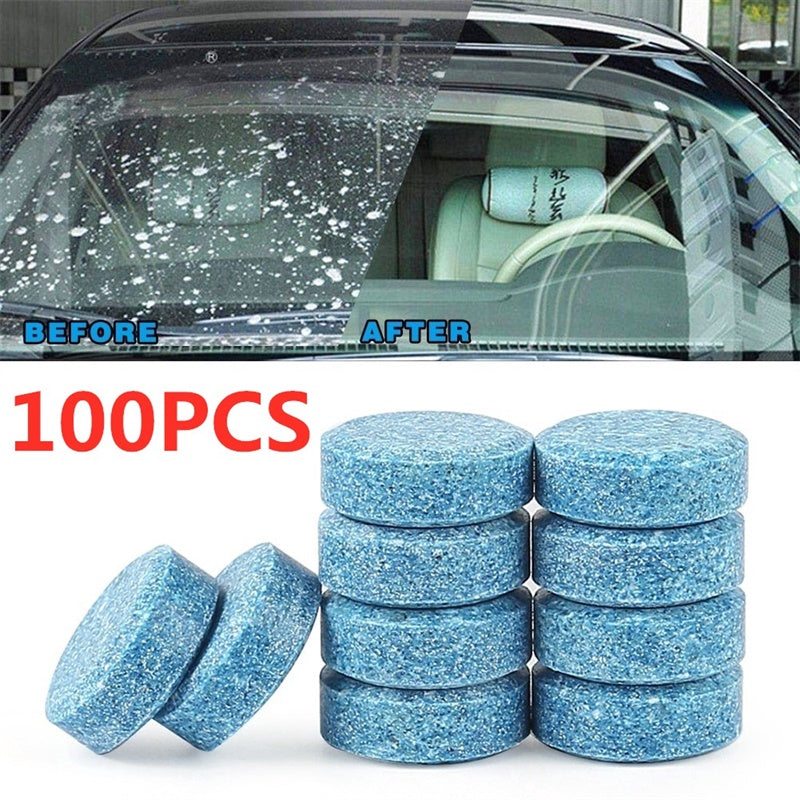 100Pcs Car Window Washing Effervescent Tablets Solid Cleaning Car Windshield Washer Fluid Glass Toilet Cleaning Car Accessories 20-40-60pcs