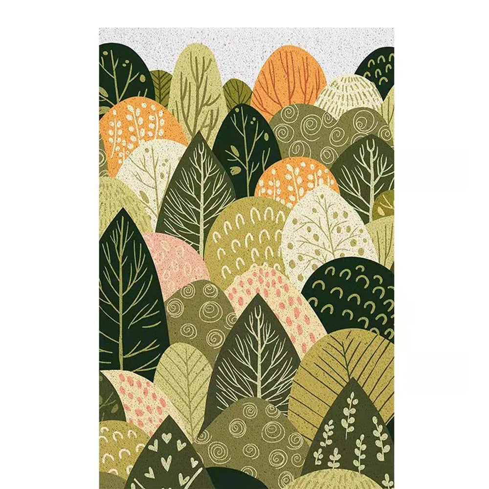 Home Entrance Silk Circle Floor Mat Oil Painting Style Entrance Door Mat Can Be Cut Carpet