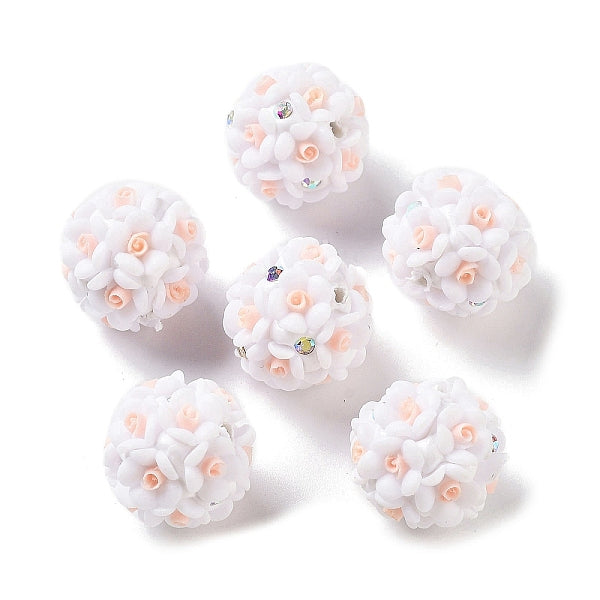 Luminous Polymer Clay Rhinestone Flower Beads