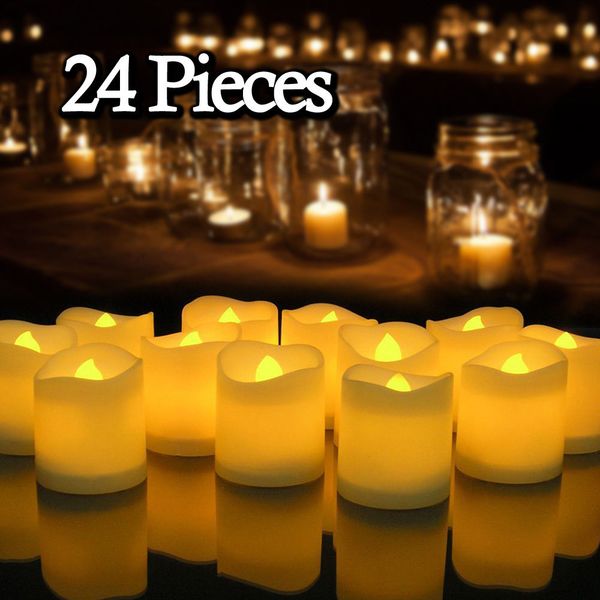 LED 6-24Pcs Flameless Candles Tea Light Creative Lamp Battery Powered Home Wedding Birthday Party Decoration Lighting Dropship D3.0 ing