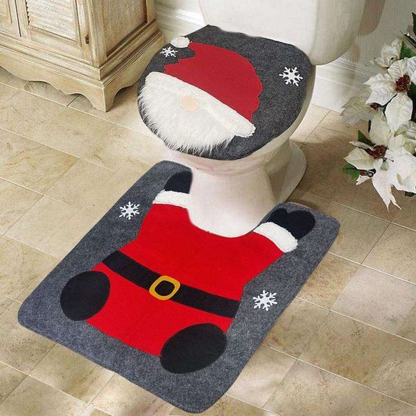 2024 Christmas Non-Slip Gnome Covers Dustproof Toilet Seat Cover Set With Rug For Navidad Decor