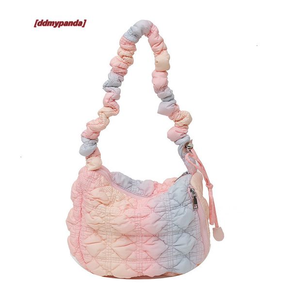 Niche gradient color women&#039;s new bubble pleated down cotton jacket bag, single shoulder crossbody dumpling bag H730#33 ddmypanda