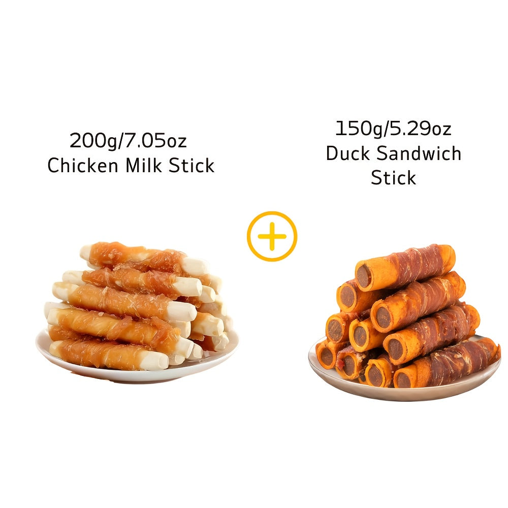 TEMU 14.11oz Assorted Dog Treats Pack - Chicken & Duck Jerky, - High Protein, , Easy To , Long-lasting Chew Snacks For Training & Rewarding Small To