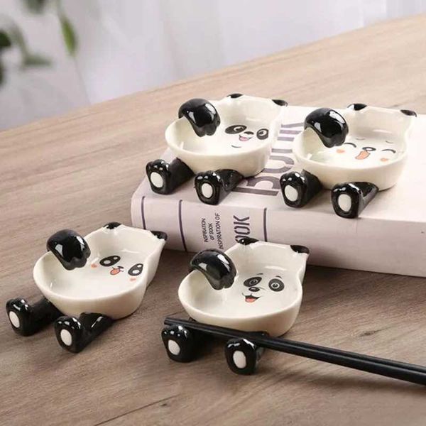 Porcelain Cute Panda Dish Kitchen Tableware Household Soy Sauce Vinegar Snack Vegetable Small Plate Seasoning Dish Y240902