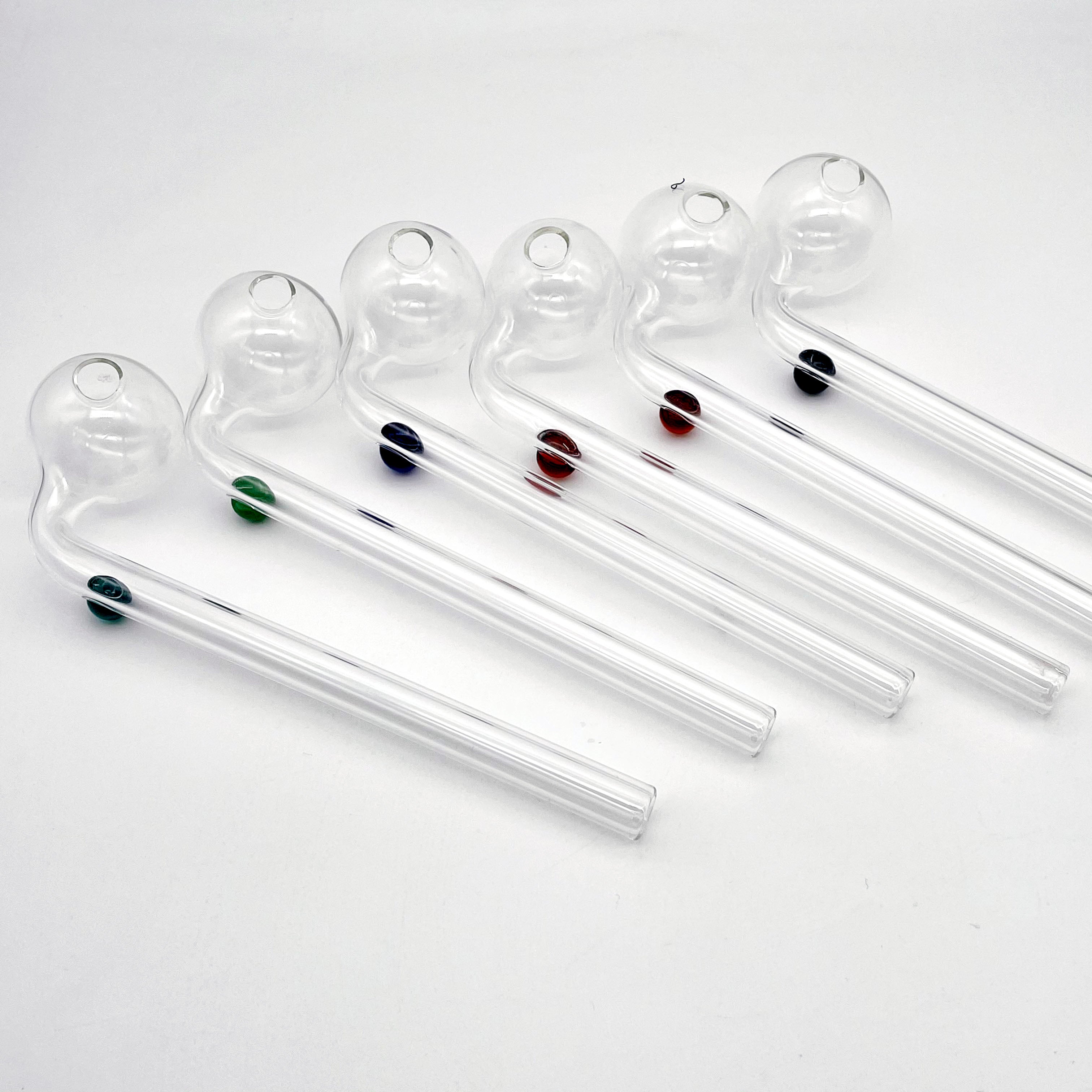 Pyrex glass oil burner pipe smoking accessories 14cm 90Â° LOGO color transparent big tube nail tips bong