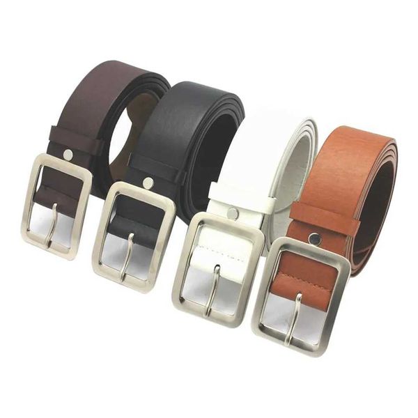 2025 Square Pin Buckle Strap Mens Silver Buckle Jeans Leather Strap Retro Mens Belt Student Belt W250120