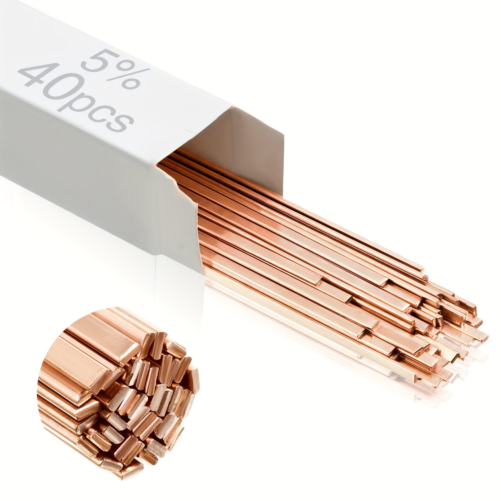 TEMU 40 Sticks Brazing Rods Aws Bcup-4 7.5% Silvery Solder Copper Brazing Alloys Flat Welding Rods 0.050"x1-8"x10" For Air Conditioning Refrigerator